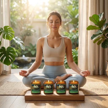 Soy Candles for Home Scented, 4-Pack Gift Set with Amber Sandalwood and Apple Vanilla, 50 Hour Long Burn Cotton Wick Aromatherapy Candles, YuuKiin Luca Gifts for Women Mom Birthday Christmas
