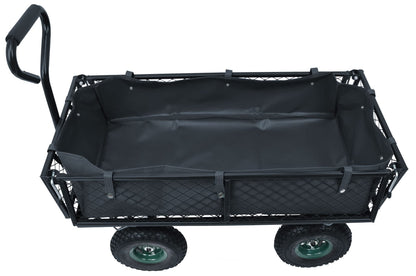 Elevon Heavy Duty Garden Cart, 400 Lb Weight Capacity, Liner Included, Mesh Steel Folding Utility Wagon with Removable Sides and 10in Pneumatic Tires,Black