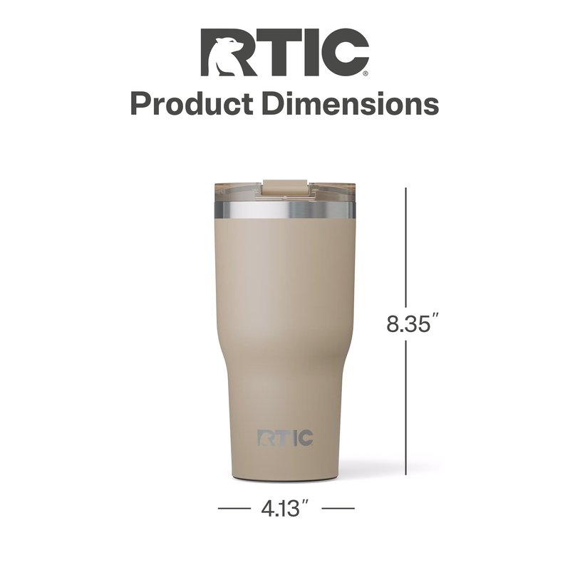 RTIC 30oz Essential Tumbler with Lid, Ceramic Lined, Insulated, Stainless Steel, Metal, Double Wall Vacuum-Insulation, Travel Cup for Iced Coffee, Tea, Hot and Cold Drink, Beach