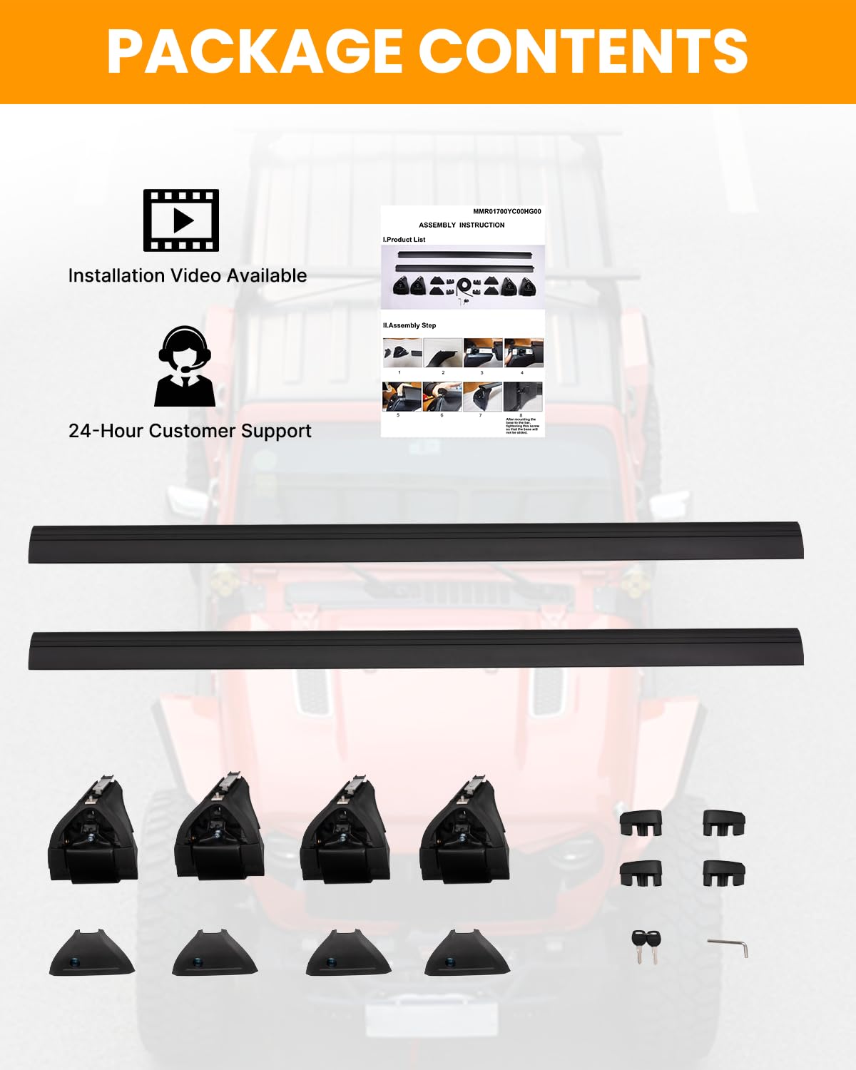 Snailfly 330lb Black Roof Rack Fit for 2007-2026 Jeep Wrangler JK JL Gladiator JT 2&4 Door Cross Bars Crossbars