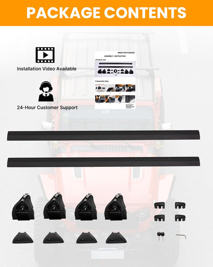 Snailfly 330lb Black Roof Rack Fit for 2007-2026 Jeep Wrangler JK JL Gladiator JT 2&4 Door Cross Bars Crossbars