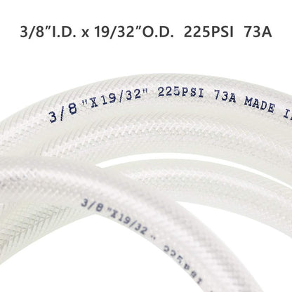 3/8" ID x 10 Ft High Pressure Braided Clear PVC Vinyl Tubing Flexible Vinyl Tube, Heavy Duty Reinforced Hose Tubing, BPA Free and Non Toxic