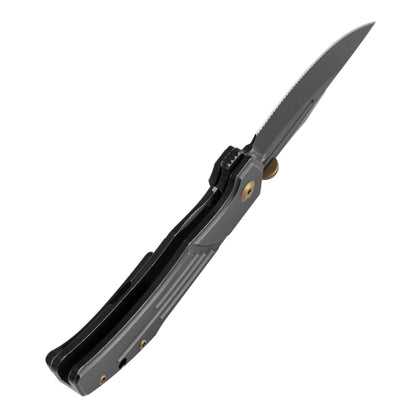 KANSEPT Orion Pocket Knife, 3.07" Blackwash S35VN Blade with Blood Groove and Black Titanium Handle Both Crafted with CNC Milling, Thumb Disk EDC Folding Knives for Camping, Hunting, Survival K1089A4
