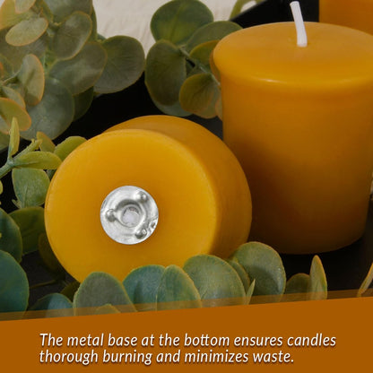 AGLARY 6PCS Pure Beeswax Votive Candles in Glass Cup, Unscented, Naturally Lightly Honey Scented, 12 Hours Burn Time Each (Raw)
