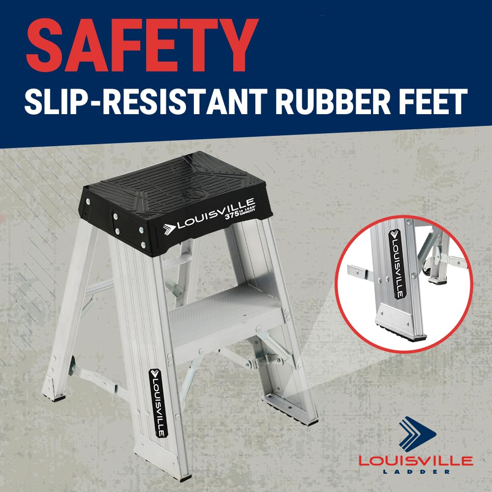 Louisville Ladder 2-Foot Aluminum Step Stool Industrial, 375-Pound Load Capacity, Type IAA, AY8002