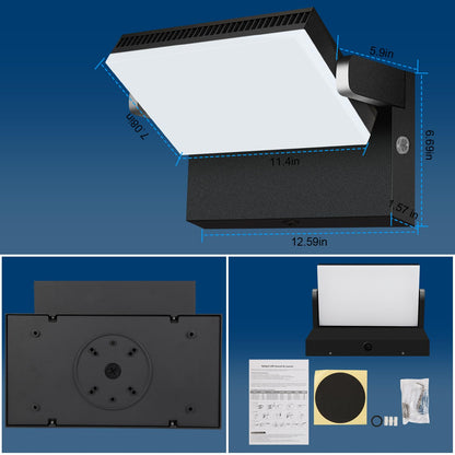 ledmo 150W LED Wall Pack Light Outdoor Dusk to Dawn LED Wall Pack Light Freely DIY Rotatable Modern 5000K Waterproof Black Security Floodlight Fixture for Shop House Area Barn，4 Pack