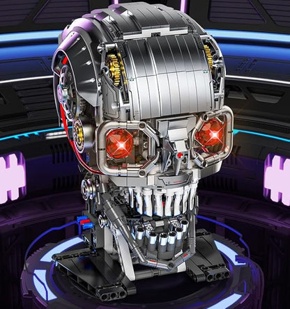 Mechanical Skull Building Set for Adults Mechanical Skeleton Head Building Blocks Set Compatible with Lego Buildable Horror Display Model Home and Office Decor Gift for Adults Teens 14+ (1099 PCS)