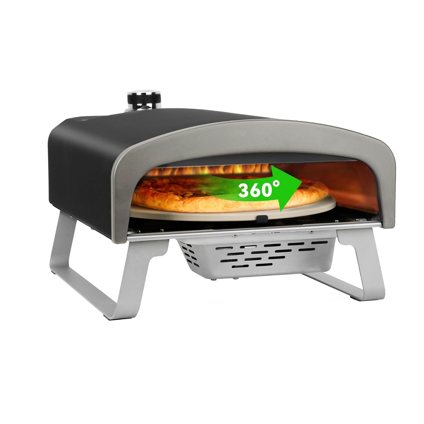 Q Pizza Gas Pizza Oven with Automatic Rotating Stone, Portable Propane Gas Grill Oven for Outdoor Cooking Kitchen Backyard Party Beach RV Tailgating Camping, PS102