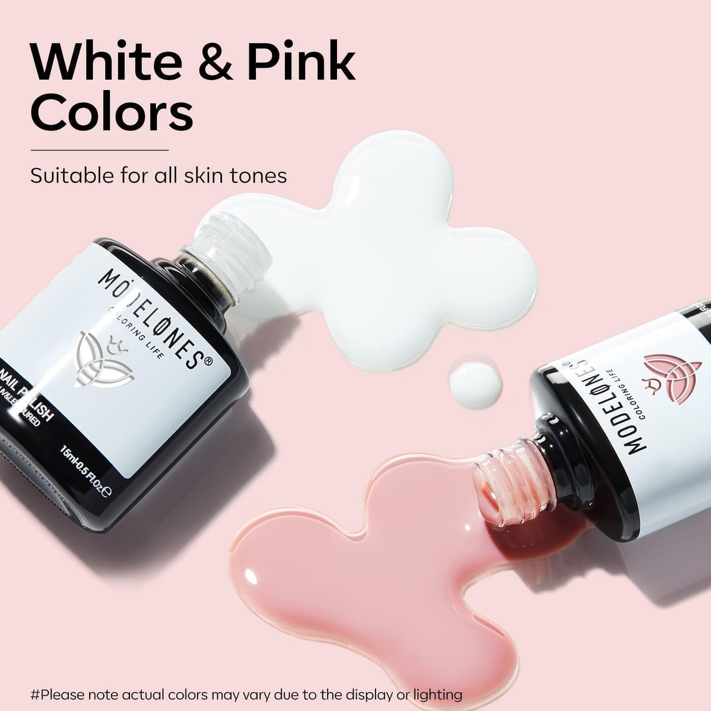 modelones Gel Nail Polish Set 2 Pcs 15ml French Manicure Kit White Nude Pink Jelly Sheer Gel Polish Soak Off UV LED Classic French Tip Gel Polish Natural Nail Art DIY Gift for Women