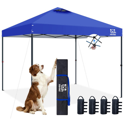 FANPAT 10x10 Pop Up Canopy Tent,300D Silver-Coating Top,1-Person Setup Commercial Heavy Dury Canopy Tent Instant Portable Shelter and Carry Bag, Bonus 8 Stakes and 4 Weights(Blue)