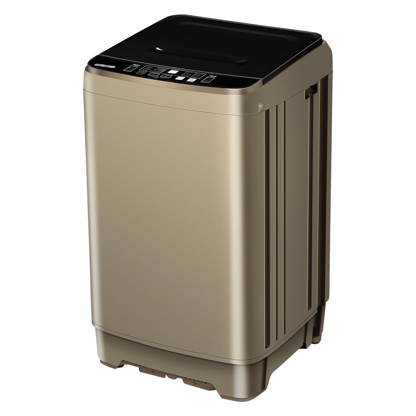 Full Automatic Washing Machine with LED Display, 10 Programs & 8 Water Levels Selections, Portable Compact Laundry Washer with Drain Pump - Gold