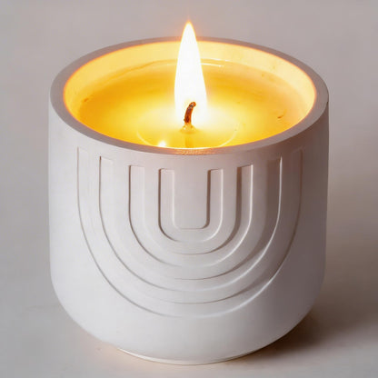 Viyffo 6.35oz Candles for Home Scented – White Peach & Cedarwood, Small Non Toxic Soy Candle for Women and Men, Handmade White Plaster Ceramic Jar, Luxury Home Fragrance, Nordic Décor & Gift