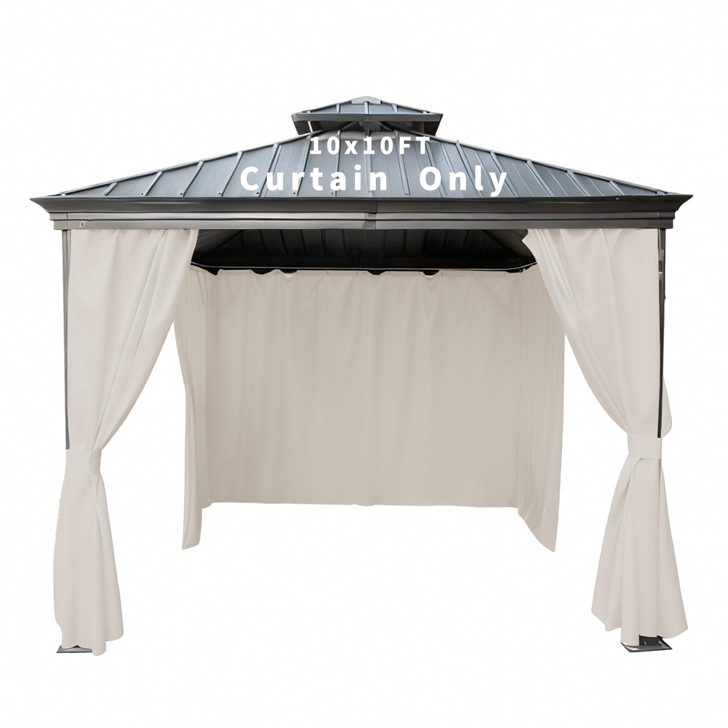 GarPad Gazebo Curtain Replacement Universal Privacy Curtain, 4-Panels Sidewall 10'X10' Curtain Gazebo Outdoor with Zipper,Universal Replacement for Patio Privacy Screen Soymilk(Only Curtain)