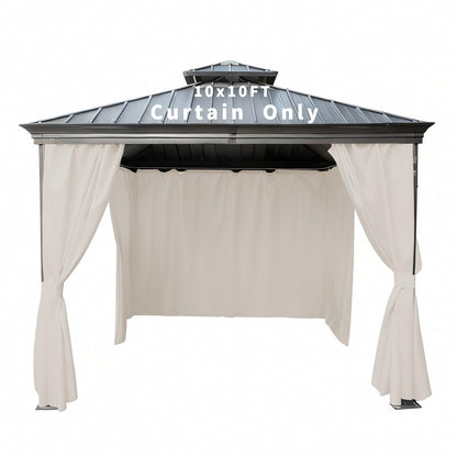 GarPad Gazebo Curtain Replacement Universal Privacy Curtain, 4-Panels Sidewall 10'X10' Curtain Gazebo Outdoor with Zipper,Universal Replacement for Patio Privacy Screen Soymilk(Only Curtain)