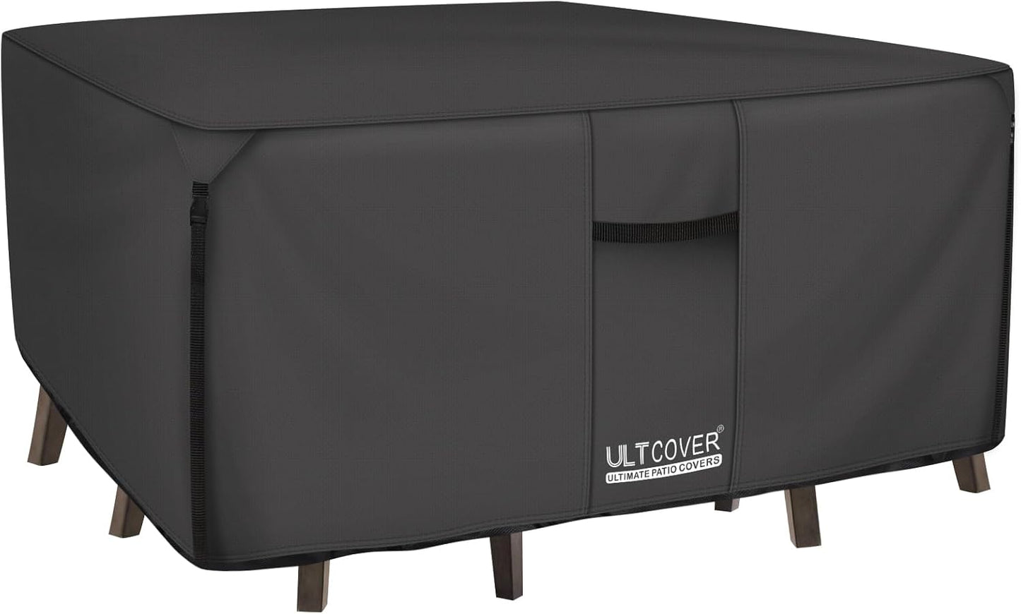 ULTCOVER Heavy Duty Square Patio Table and Chair Cover - Waterproof 62 Inch, Black Canvas Protection