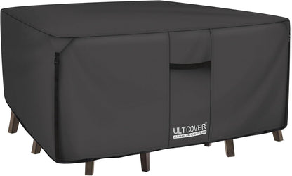 ULTCOVER Heavy Duty Square Patio Table and Chair Cover - Waterproof 62 Inch, Black Canvas Protection