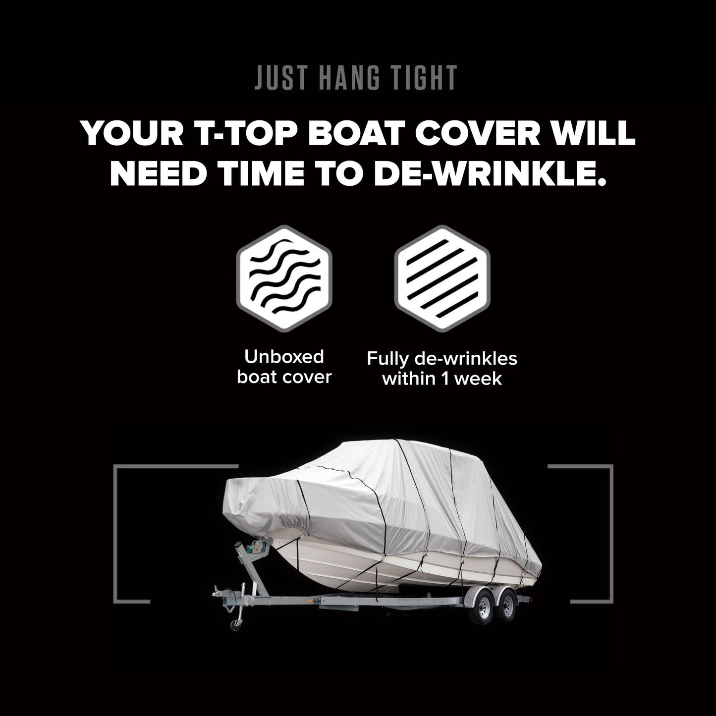 Budge Hard Top T-Top Boat Cover, Fits Boats 24-26ft with Beam up to 106", 600 Denier UV & Water Resistant Polyester, Gray