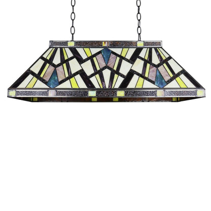 Chloe Lighting Vincent Mission Tiffany-Style Pendant, 3 Lights, 28in Wide, Multicolor, Model CH3T523BM28-IL3