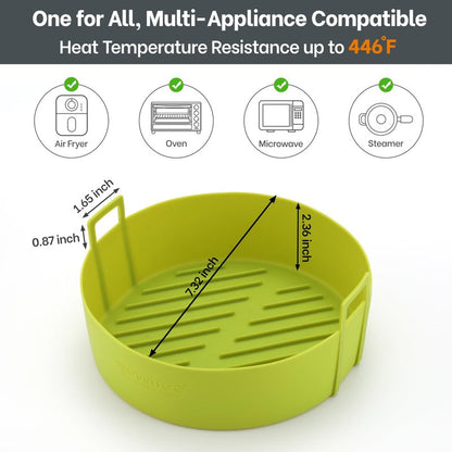 Air Fryer Silicone Liners 4QT For Ninja AF101, 2 Pack BPA Free Platinum Air Fryer Basket Liners with Handle, Round Reusable Liner Ninja Fryer Accessories, Upgrade
