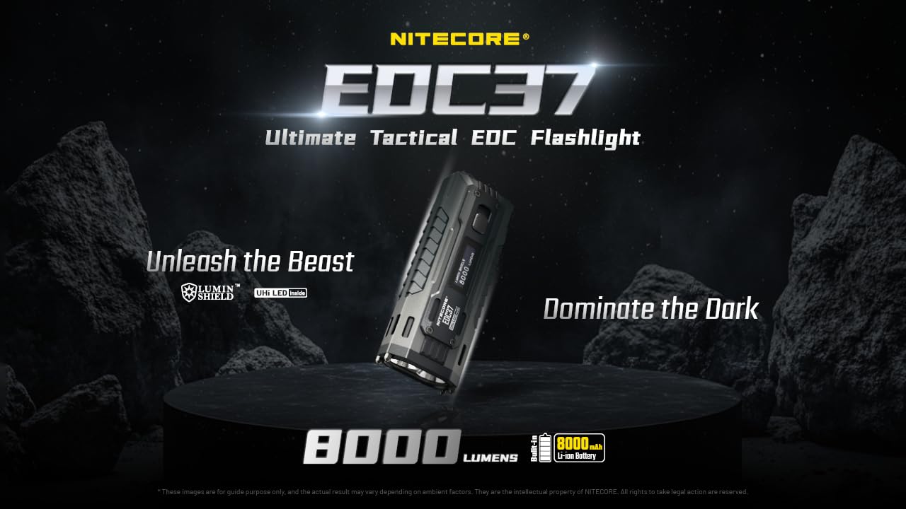 Nitecore EDC37 8000 Lumen USB Rechargeable Slim Body LED Flashlight EdisonBright Brand Charging Adapter