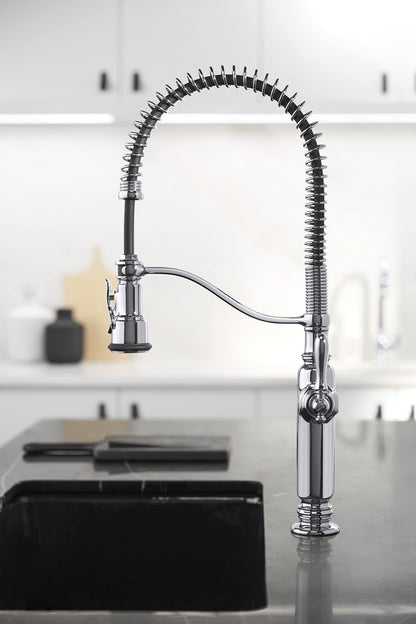 KOHLER Tournant Semi-Professional Pull-Down Kitchen Sink Faucet, Commercial Kitchen Faucet with Pull Down Sprayer, 77515-CP, Polished Chrome