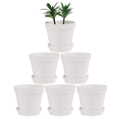 Terra Cotta Pots with Saucer- 6-Pack Large Terracotta Pot Clay Pots 5.5'' Clay Ceramic Pottery Planter Cactus Flower Pots Succulent Pot with Drainage Hole- for Plants,Crafts terra cotta planter(White)