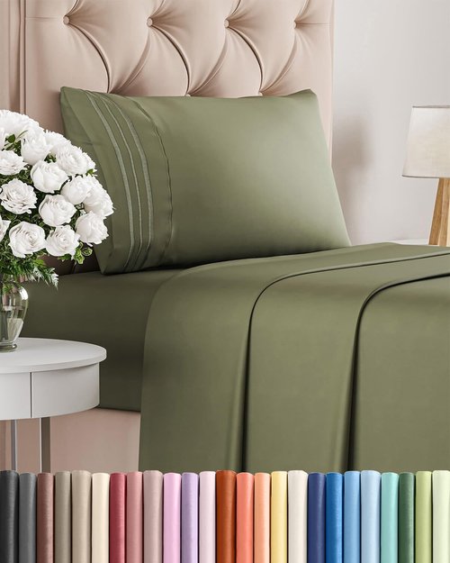 Comfy Twin Size 3-Piece Sheet Set | Breathable & Cooling Hotel Luxury Bedding - Sage Green