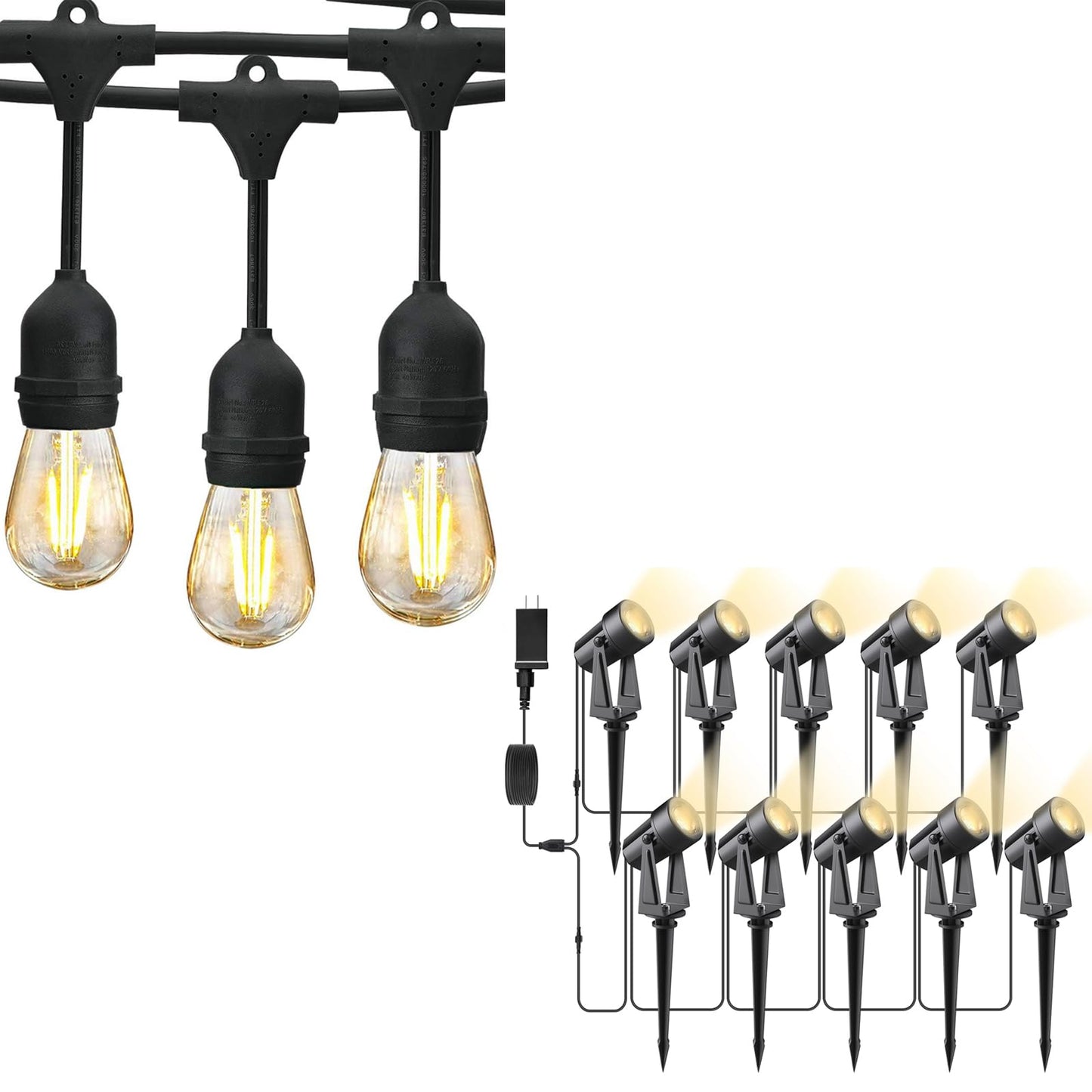 Svater 192 FT Outdoor String Lights 2W with Landscape Lighting Low Voltage 10 Pack, Patio Light for Outside Warm White
