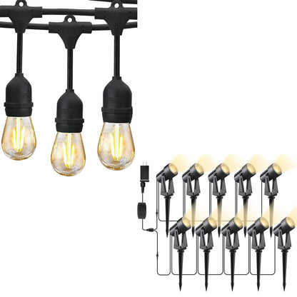 Svater 192 FT Outdoor String Lights 2W with Landscape Lighting Low Voltage 10 Pack, Patio Light for Outside Warm White