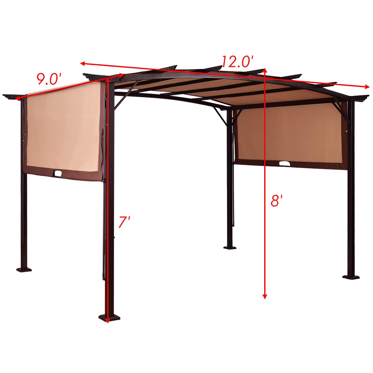FANTASK Garden Gazebo, Patio Pavilion, Outdoor Party Pergola, Heavy Duty Grape Canopy, Metal Frame Grape Gazebo & Canopy Cover, Beach Sunshade Tent, Ideal for BBQ, Party, Beach and More