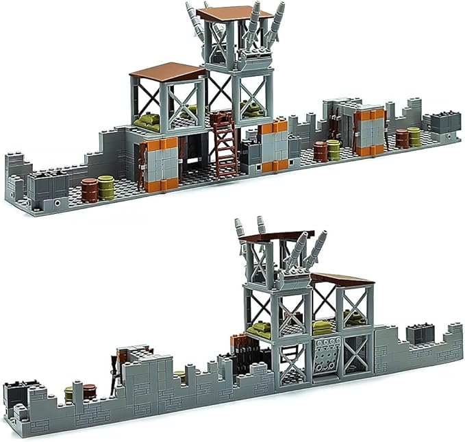 ZHX Military Base Building Brick Set for Army Minifigure War Accessories Defence Base Guard Tower Guns Weapons Building Block Toy for Kids 8 10 12 14 Years