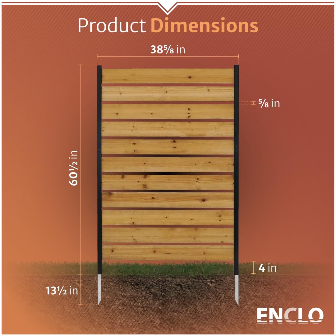 5ft H x 3.2ft W (1 Panel) No Dig Enclo Concord Cedar Wood Privacy Screen, Great to Hide Trash Cans, Decorative Patio Privacy Screen, Outdoor Fence, Air Conditioner Fence, EC18022