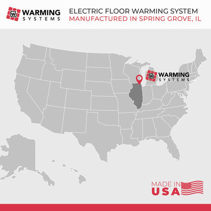 Warming Systems 10 Sqft Electric Radiant Floor Heating Mat – 120V Heated Tile Floor System with Programmable Thermostat (TH115), Floor Sensor, Installation Monitor & 25 Year Warranty, USA Made