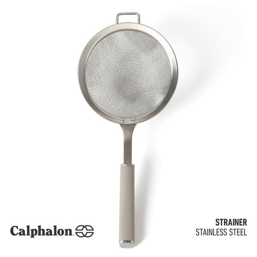Calphalon Edge Stainless Steel Strainer w/Thermoplastic Rubber Handle - Taupe