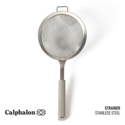 Calphalon Edge Stainless Steel Strainer w/Thermoplastic Rubber Handle - Taupe