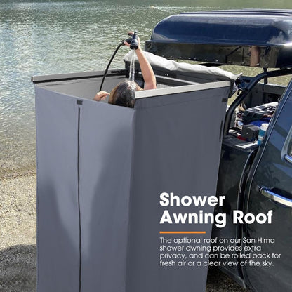SanHima Awning Shower Tent with 90° Swing Arm - Car Side Shower Room w/LED Light, Camping Waterproof Portable Privacy Shelter Bathroom Overland, Gray