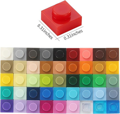 Feleph Basic 4600 Pieces Plate 1x1 Studs 46 Colors Parts Building Play Blocks Set Toy Classic Basic Bricks Compatible with 3024