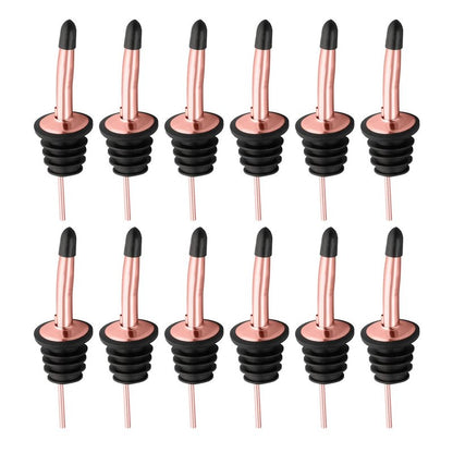 Pafusen 12 Pack Liquor Bottle Pourers, Liquor Pour Spout for Liquor Bottles, Stainless Steel Olive oil Dispenser Spout, Alcohol Pourer Spouts Dust Caps Covers, Rose Gold