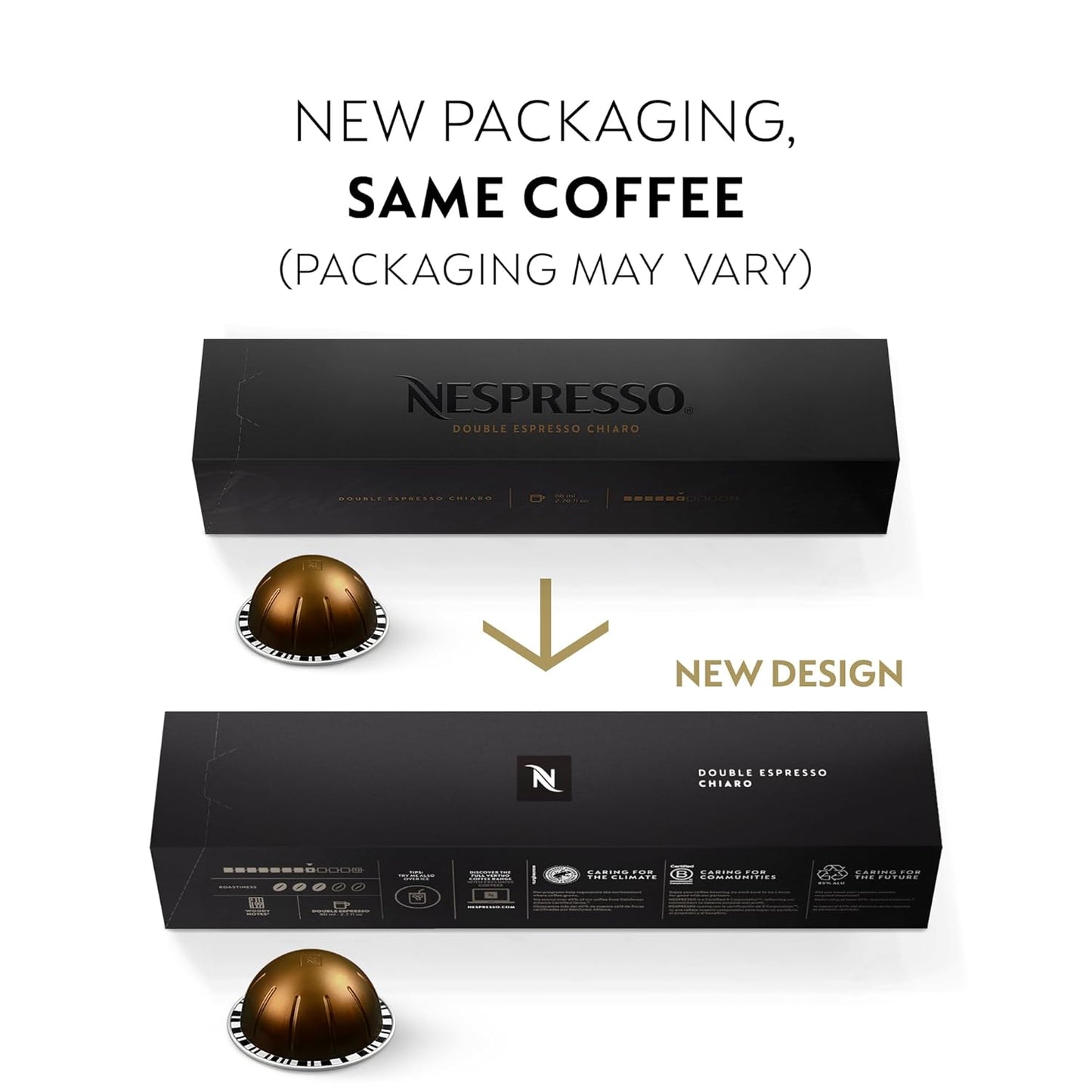Nespresso Vertuo Double Espresso Chiaro - Medium Roast Coffee Pods | 30-Count, 2.7oz Brew