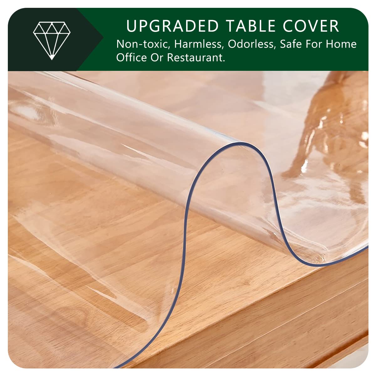 Multi-Size 24x48 inch Clear Plastic Table Protector Kitchen Dining Table Wood Furniture Cover Screen Protection Plastic Tablecloth Wipeable Waterproof Desktop Protective Pad PVC Vinyl Coffee Tabletop