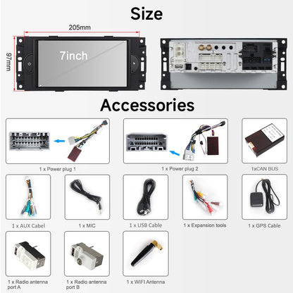 ASURE 3GB+32GB Android Car Stereo Radio for Dodge RAM/Chrysler 300/Jeep Grand Cherokee/Compass 2005 2006 2007 Cars,Car in-Dash GPS Navigation Head Unit Upgrade with Carplay Android Auto