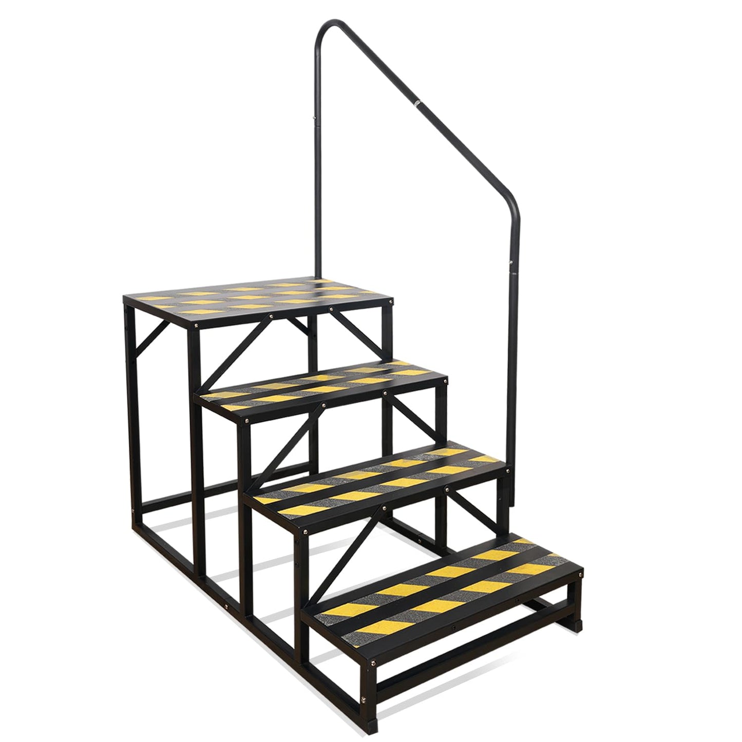 Kinchoix 4 Step RV Stairs, Hot Tub Steps, Outdoor Spa Step Ladder with Handrail,Portable Economy 5th Wheel Stair for Travel Trailer, Motor Home, Camper and Porch with Non-Skid Tapes
