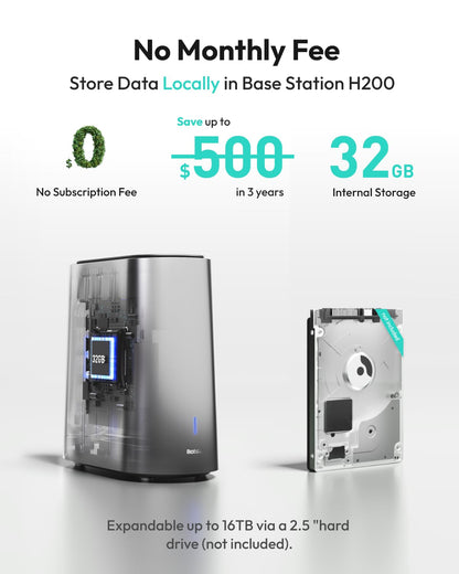 BOTSLAB 4K Security Cameras Wireless Outdoor, Add-On Camera Must Be Connected to Base Station, Solar Outdoor Camera with Full Color Night Vision, No Subscription, AI Recognition, 360° PT, 2.4GHz WiFi