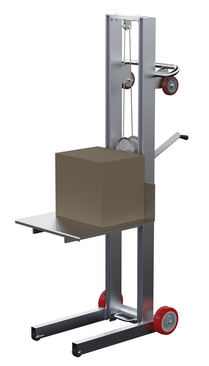 Vestil ALLW-2020-FW Aluminum Lite Load Lift With Winch and Fixed Wheels 20 In. x 20 In. Platform 400 Lb. Capacity Silver