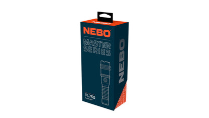 NEBO Rechargeable LED Flashlight, 750 Lumen, Aluminum, Waterproof, One Size, Storm Gray, Model NEB-FLT-1018