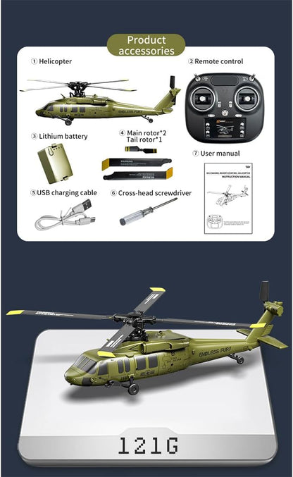 UH-60 2.4G 5CH Flybarless Scale RC Helicopter Model with Barometric Altitude Hold Optical Flow Positioning One-Key Inverted Flight (RTF)