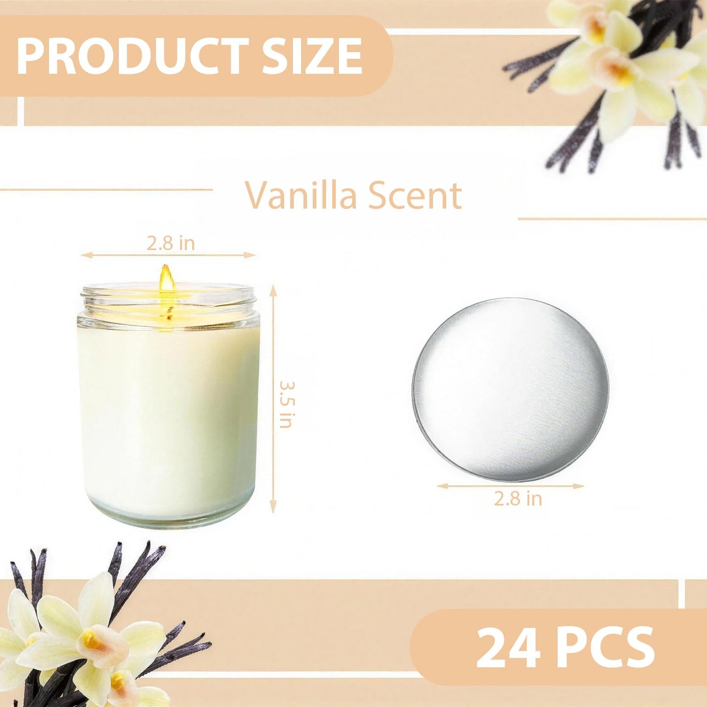 Veiuwa 24 Pcs 6 Oz Vanilla Scented Soy Candles Set,Mason jar Bulk Candles for Gifts,Aromatherapy Candle,Great Stress Relieving Scented Candle for Girls as a Gift for Birthdays, Weddings and More!