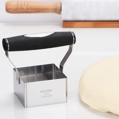 HULISEN Square Biscuit Cutter, 2.75 Inch Stainless Steel Cookie Cutter with Soft Grip Handle for Thick Dough, Professional Baking Dough Tools, Dishwasher Safe, Gift Package (2.75" Square Cutter)