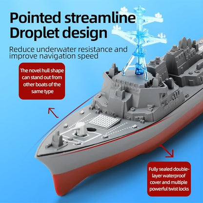 Remote Control Warship RC Military Battleship 2.4GHz Remote Control Boat for Lakes and Rivers RC Armed Ticonderoga Class Cruiser Model with Low Battery Reminder for Adults HC-803