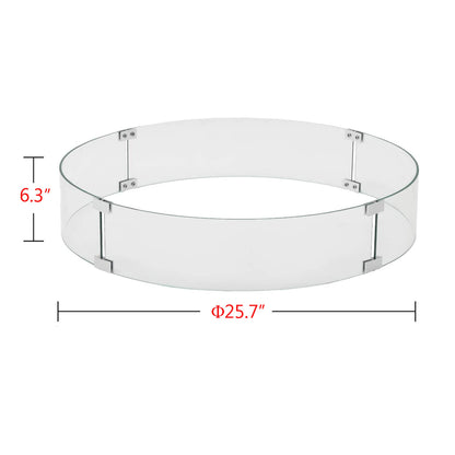 Oakland Living Round 25.7-in Tempered Glass Fire Table Wind Guard Flame Blocker